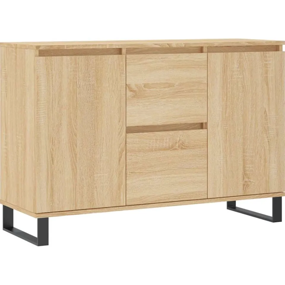 vidaXL Dressoir 101,5x35x70 cm bewerkt hout sonoma eikenkleurig, foto 3