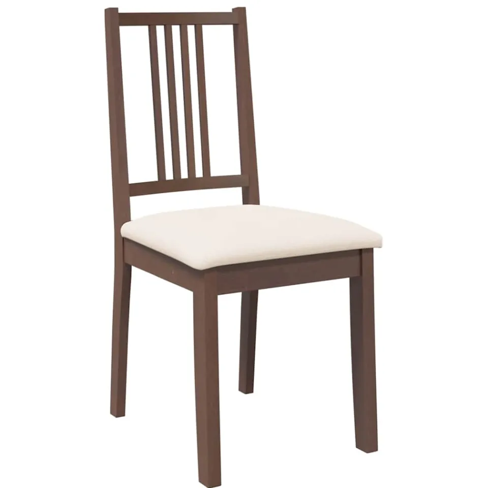 vidaXL Eetkamerstoelen met kussens 2 st massief hout rubber bruin, foto 4