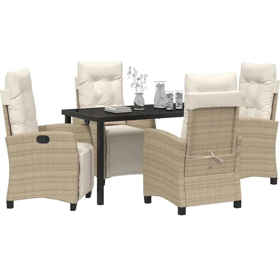 vidaXL Tuin eettafelset 5 st Beige poly rattan