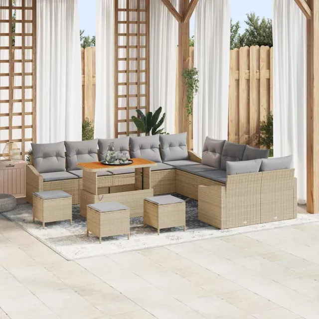 vidaXL Tuinbankenset 14 st Beige poly rattan