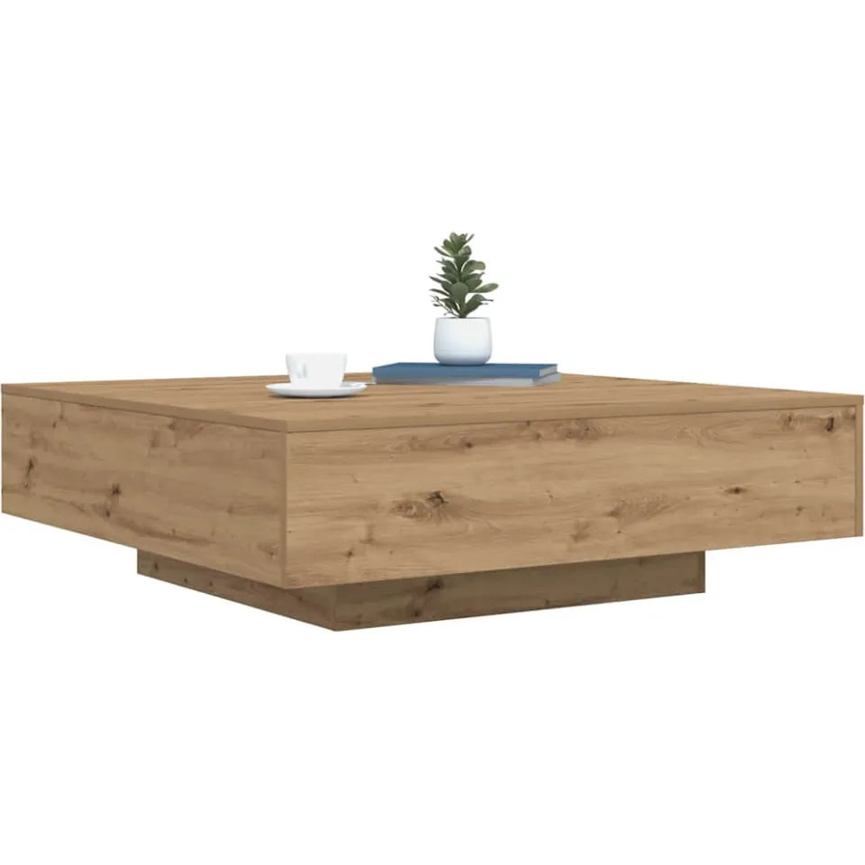 vidaXL Salontafel met LED Stripverlichting Artisanaal eiken Bruin
