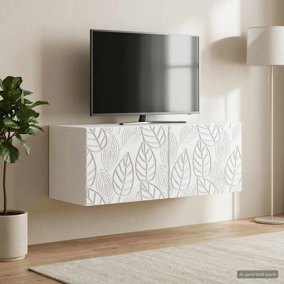 vidaXL Wandbeugel TV-kast 59,5 x 41 x 30 cm Wit Bewerkt hout, foto 3