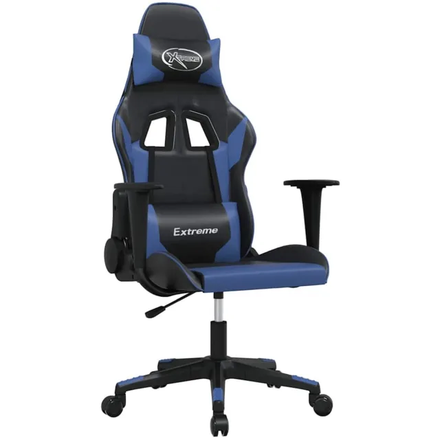 vidaXL Gamestoel - kunstleer - zwart - en - blauw zwart en blauw