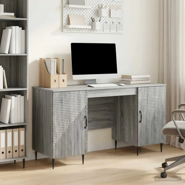 vidaXL Bureau Grijs sonoma 142,5 x 50 x 75 cm Bewerkt hout, foto 2