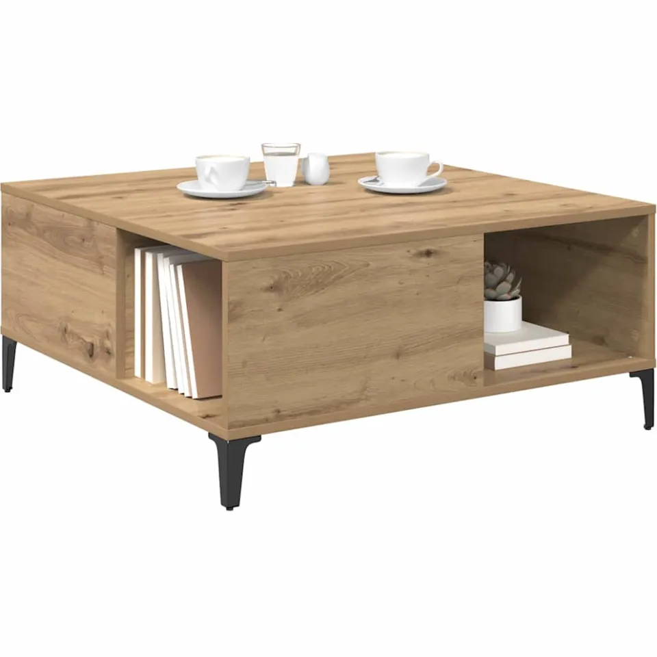 vidaXL Salontafel Artisan Eiken 80 x 80 x 36,5 cm Bewerkt hout, foto 3