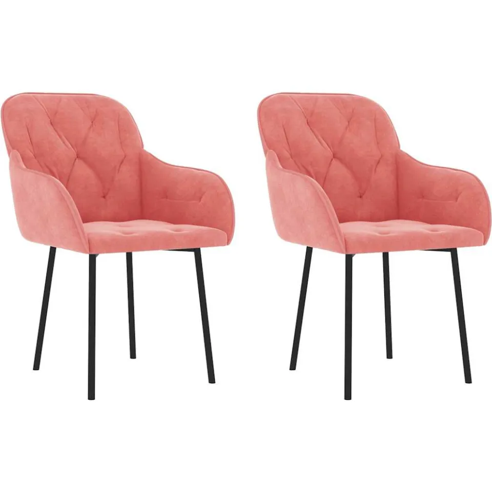 vidaXL Eetkamerstoelen 2 st fluweel roze, foto 3