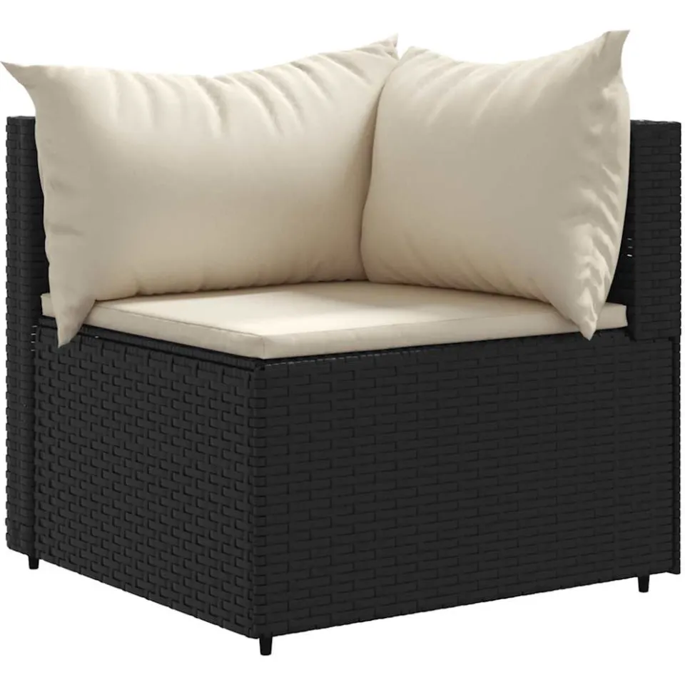 vidaXL 7-delige Loungeset met kussens poly rattan zwart, foto 3