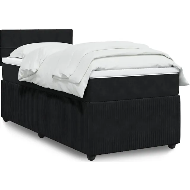vidaXL Boxspring met matras fluweel zwart 90x200 cm