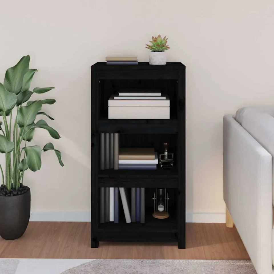 vidaXL Boekenkast 50x35x97 cm massief grenenhout zwart, foto 4