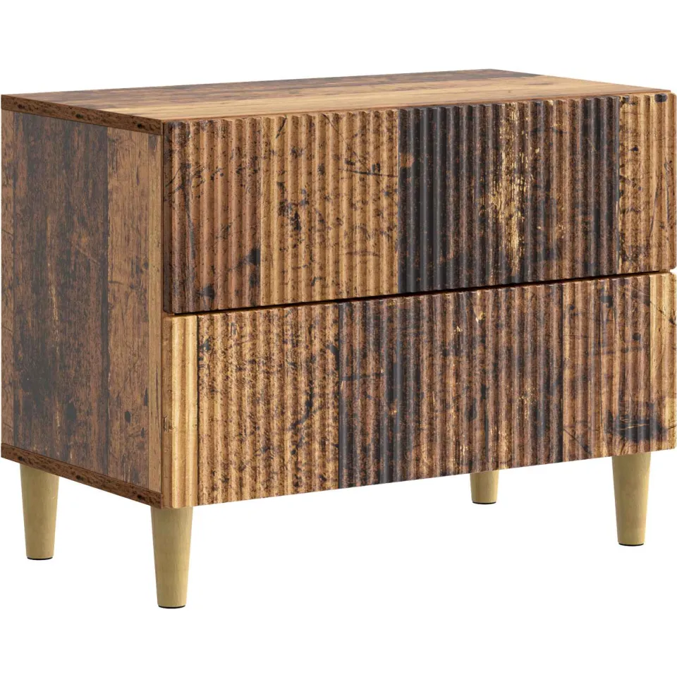 vidaXL Nachtkastje met lade Oud hout 62 x 34,5 x 48 cm Bewerkt hout bruin, foto 3