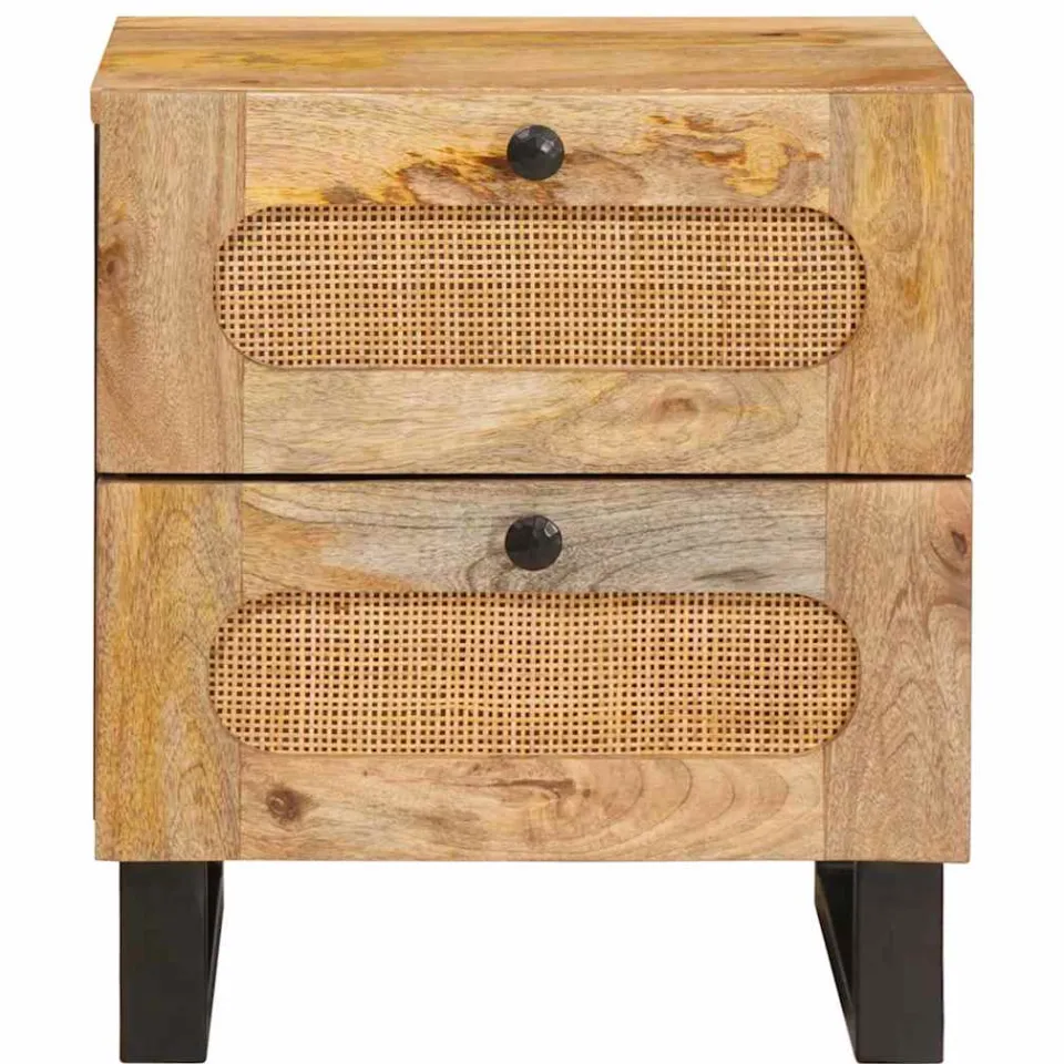 vidaXL Nachtkastje met lade Naturel 40 x 33 x 46 cm Massief Mango Hout, foto 3