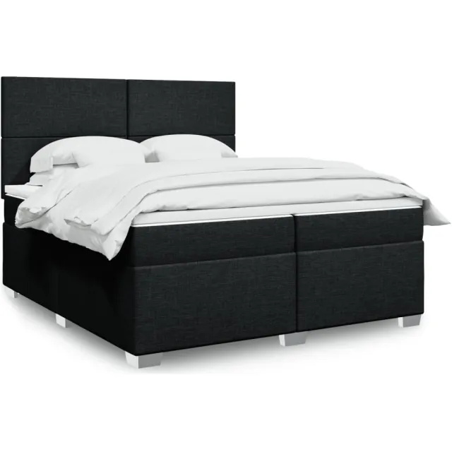 vidaXL Boxspring met matras stof zwart 200x200 cm