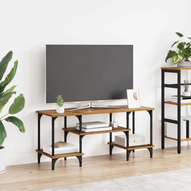 vidaXL TV-kast Oud Hout 102 x 35 x 45,5 cm Gemonteerd hout en ijzer Bruin