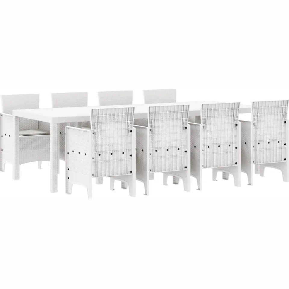 vidaXL Tuin Eetset 9 st Wit Polypropyleen