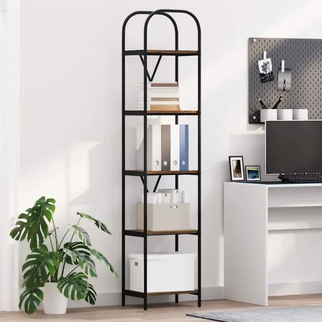 vidaXL Boekenkast 5-laags 40 x 30 x 183 cm Bewerkt hout Gerookt eiken, foto 2