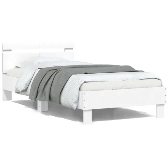 vidaXL Bedframe met hoofdbord en LED-verlichting wit 100x200 cm