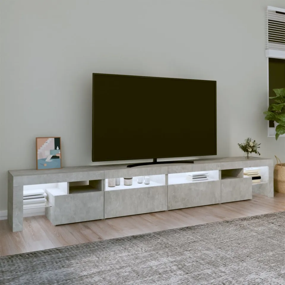 vidaXL Tv-meubel met LED-verlichting 260x36,5x40 cm betongrijs grijs, foto 4