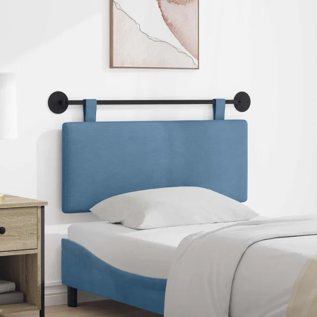 vidaXL Hangend hoofdbord Katoen Stof Blauw