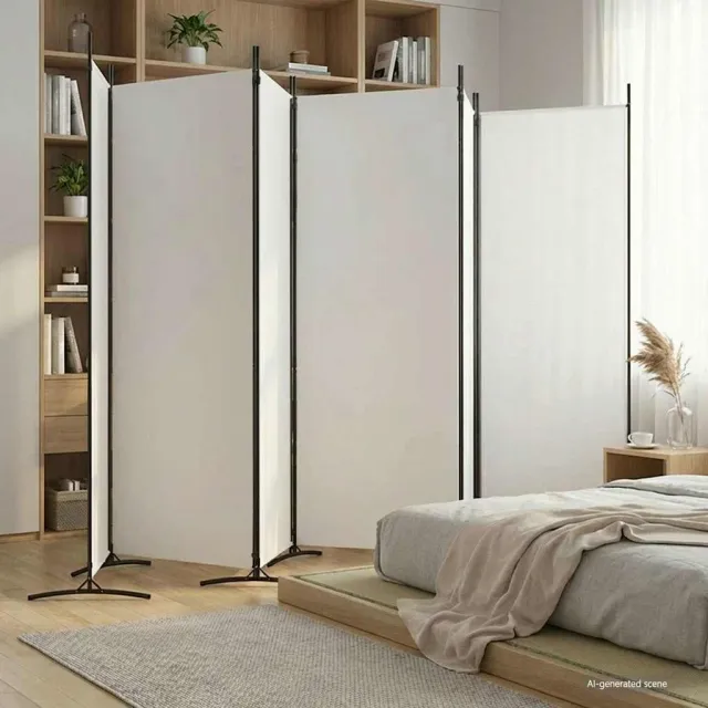 vidaXL Kamerscherm met 6 panelen 520x180 cm stof wit, foto 2