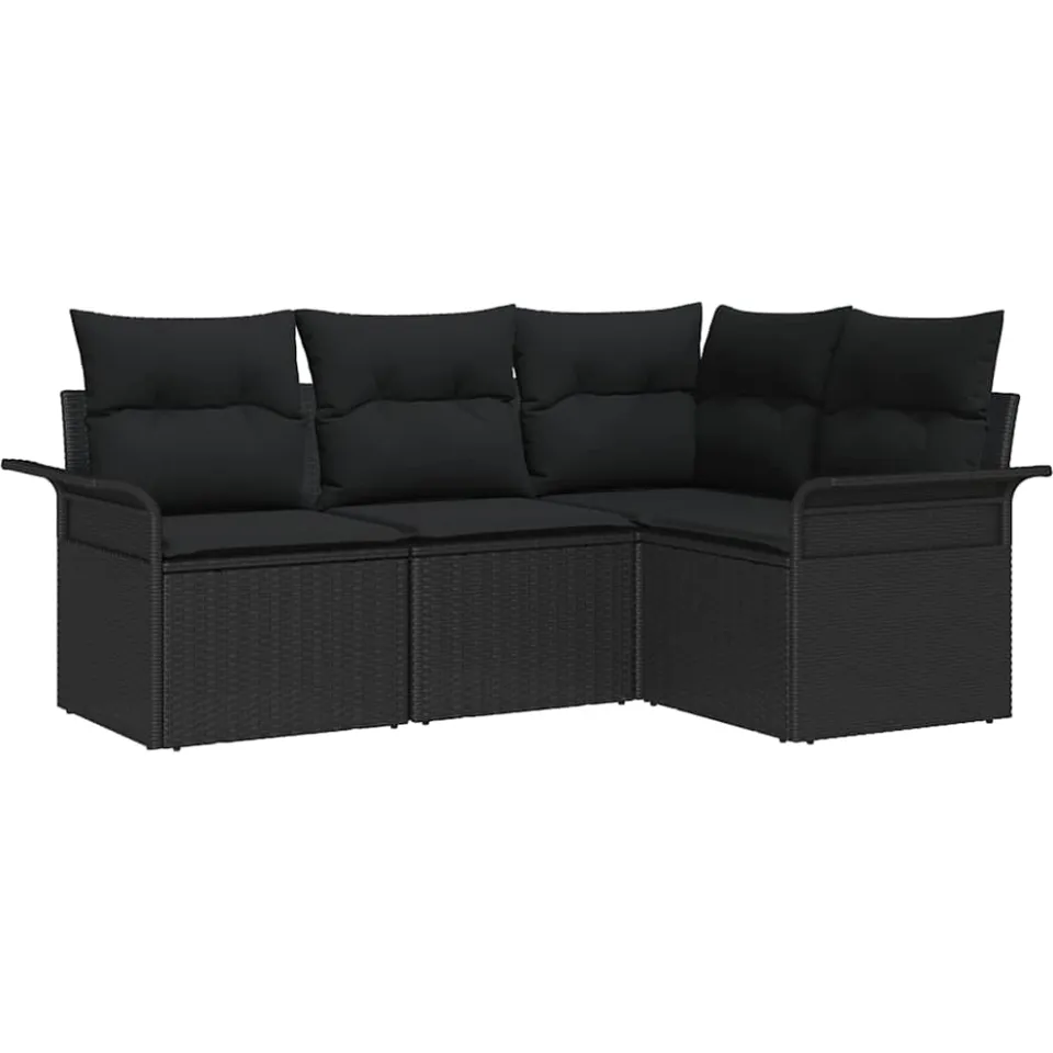 vidaXL Tuin Sofa Set 4 st Zwart poly rattan
