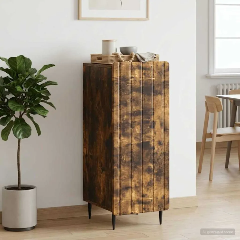 vidaXL Dressoir Gerookt eiken 34,5 x 33 x 92 cm Bewerkt hout, foto 3