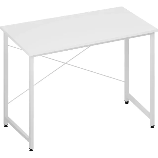 Klarven Werkbureau met Groot Werkblad - Desk - Ruim Blad, Stabiel Frame, Draagvermogen 50 kg - Eenvoudig te Monteren - 100x50cm Wit