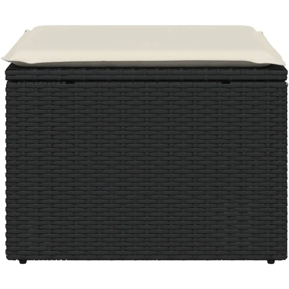 vidaXL Tuinkruk met kussen 55x55x37 cm poly rattan zwart, foto 4