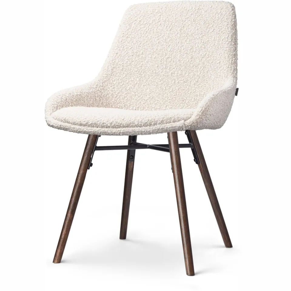 Nolon Nena-Isa eetkamerstoel bouclé beige - walnoot houten onderstel, foto 2