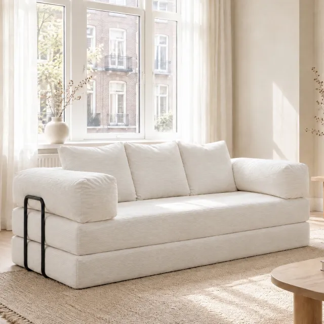 Best Life Slaapbank 2 Persoons - 3-Zits Zetelbed - Sofa - Bedbank - Bank - Beige