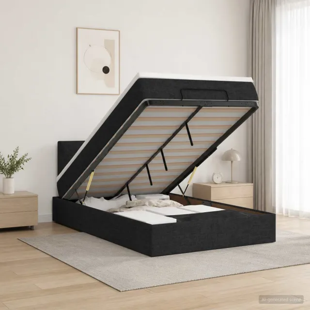 vidaXL Ottoman bed met matras met hoofdeinde Zwart 120 x 190 cm Stof