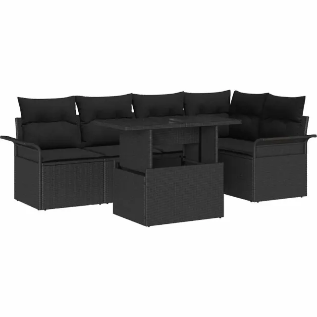 vidaXL Tuin Sofa Set 6 st Zwart poly rattan