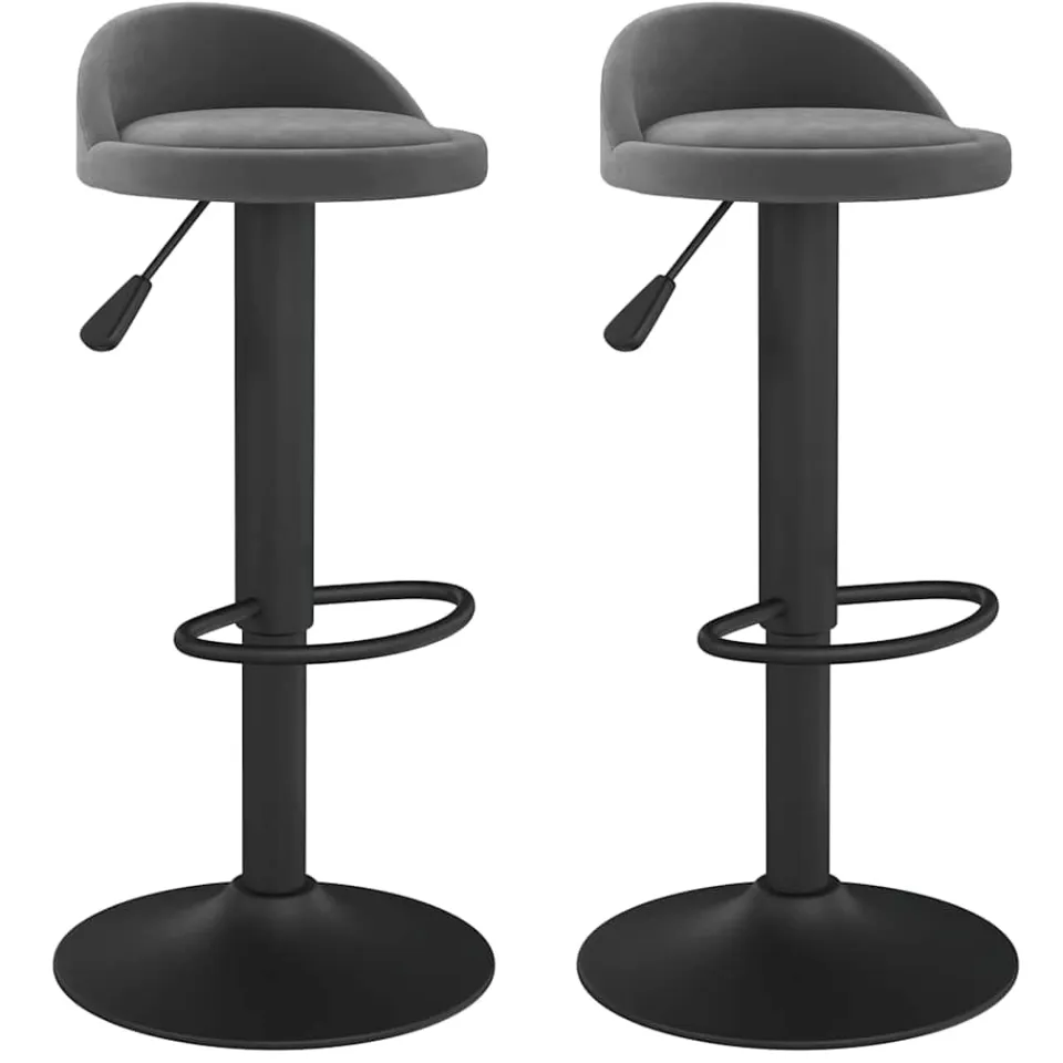 vidaXL Barkrukken 2 st fluweel donkergrijs grijs, foto 3