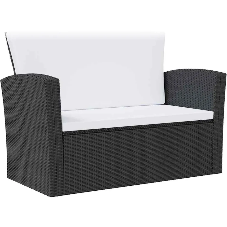 vidaXL 8-delige Loungeset met kussens poly rattan zwart