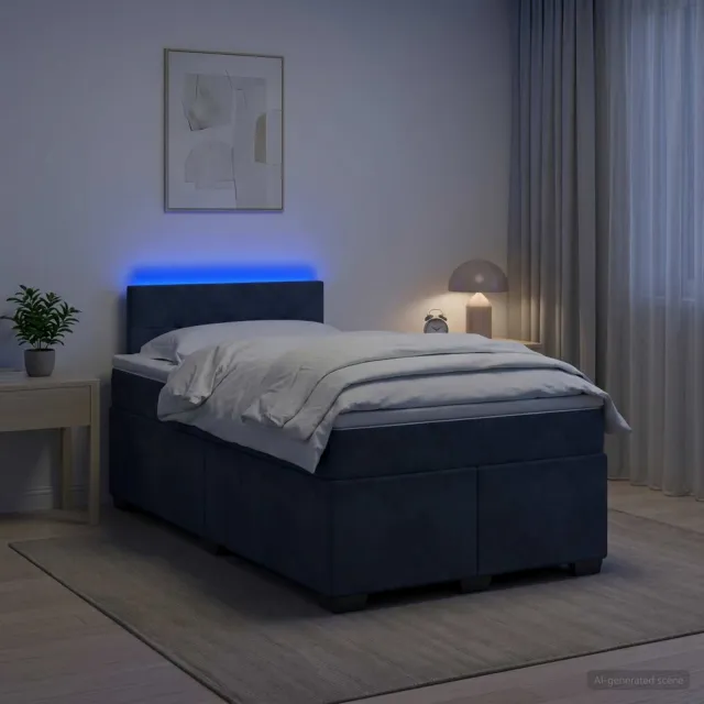 vidaXL Boxspring Bed met Matras en LED Donkergrijs 120 x 190 cm