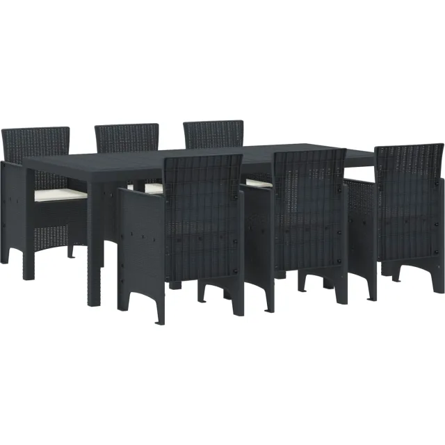 vidaXL Tuin eettafelset 7 st Antracietkleurig Polypropyleen Anthraciet