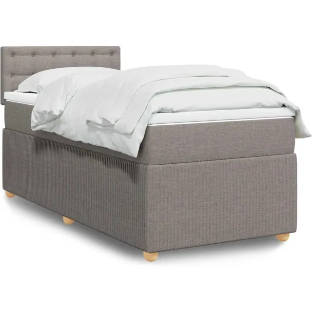 vidaXL Boxspring met matras stof taupe 90x200 cm