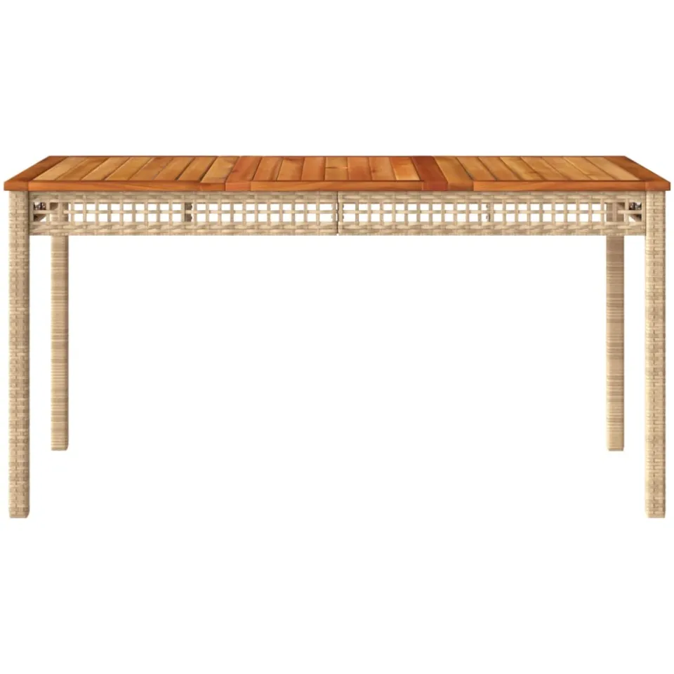 vidaXL Tuintafel 140x80x75 cm poly rattan en acaciahout beige