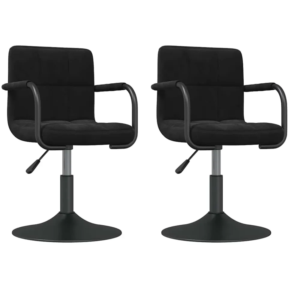 vidaXL Eetkamerstoelen draaibaar 2 st fluweel zwart, foto 3