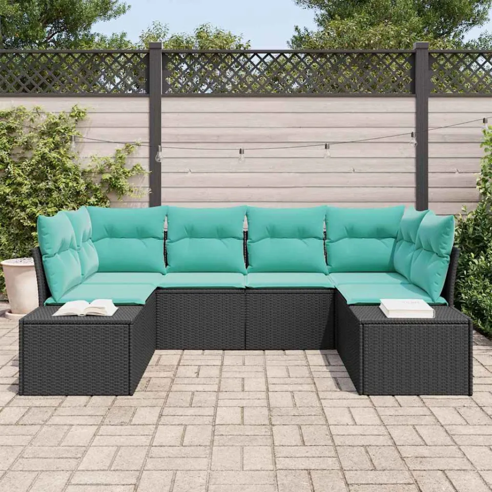 vidaXL Tuin Sofa Set 6 st Zwart poly rattan, foto 3