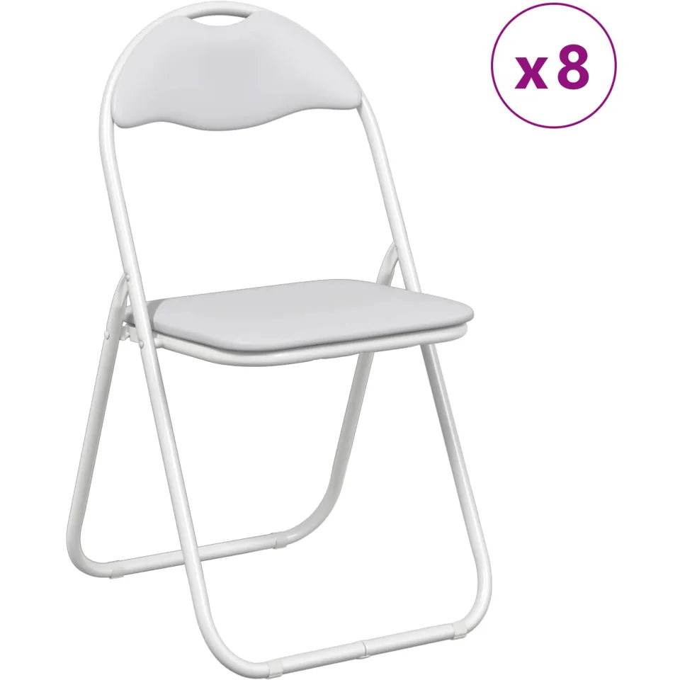 vidaXL Inklapbare stoel 8 st Nep Leer Wit 48 x 43,5 x 81 cm, foto 3