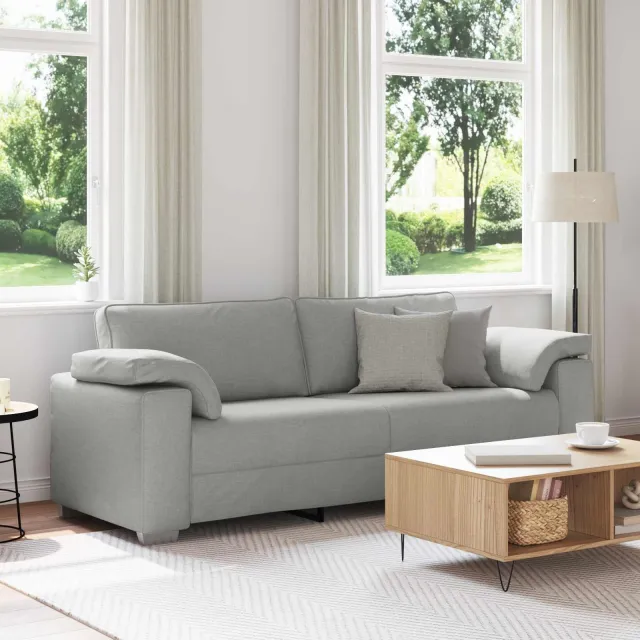 vidaXL 3-Zits Bank Wolkengrijs 220 cm Stof