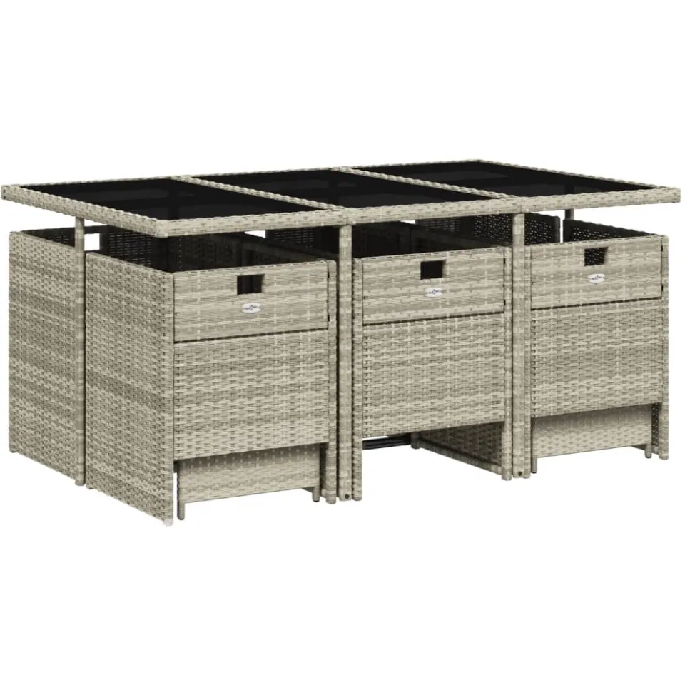 vidaXL 11-delige Tuinset met kussens poly rattan lichtgrijs grijs, foto 3