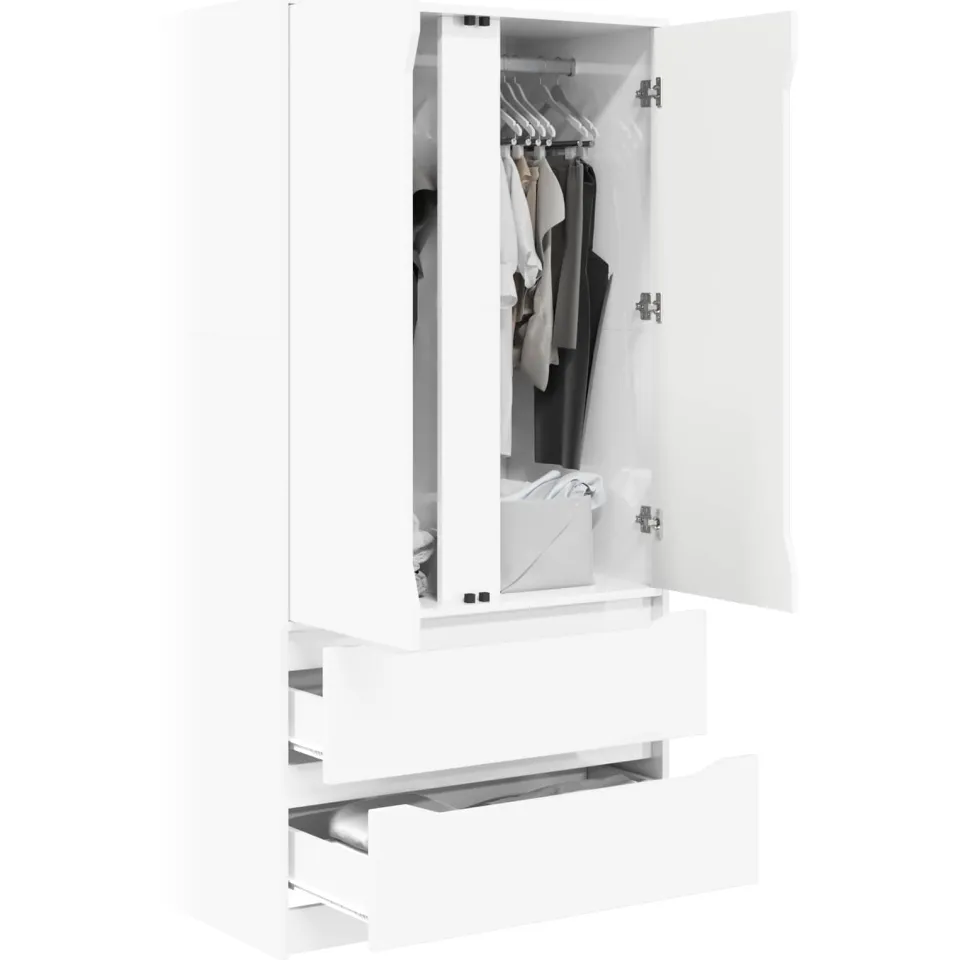 vidaXL Kledingkast Hoogglans Wit 79,5 x 49 x 156 cm