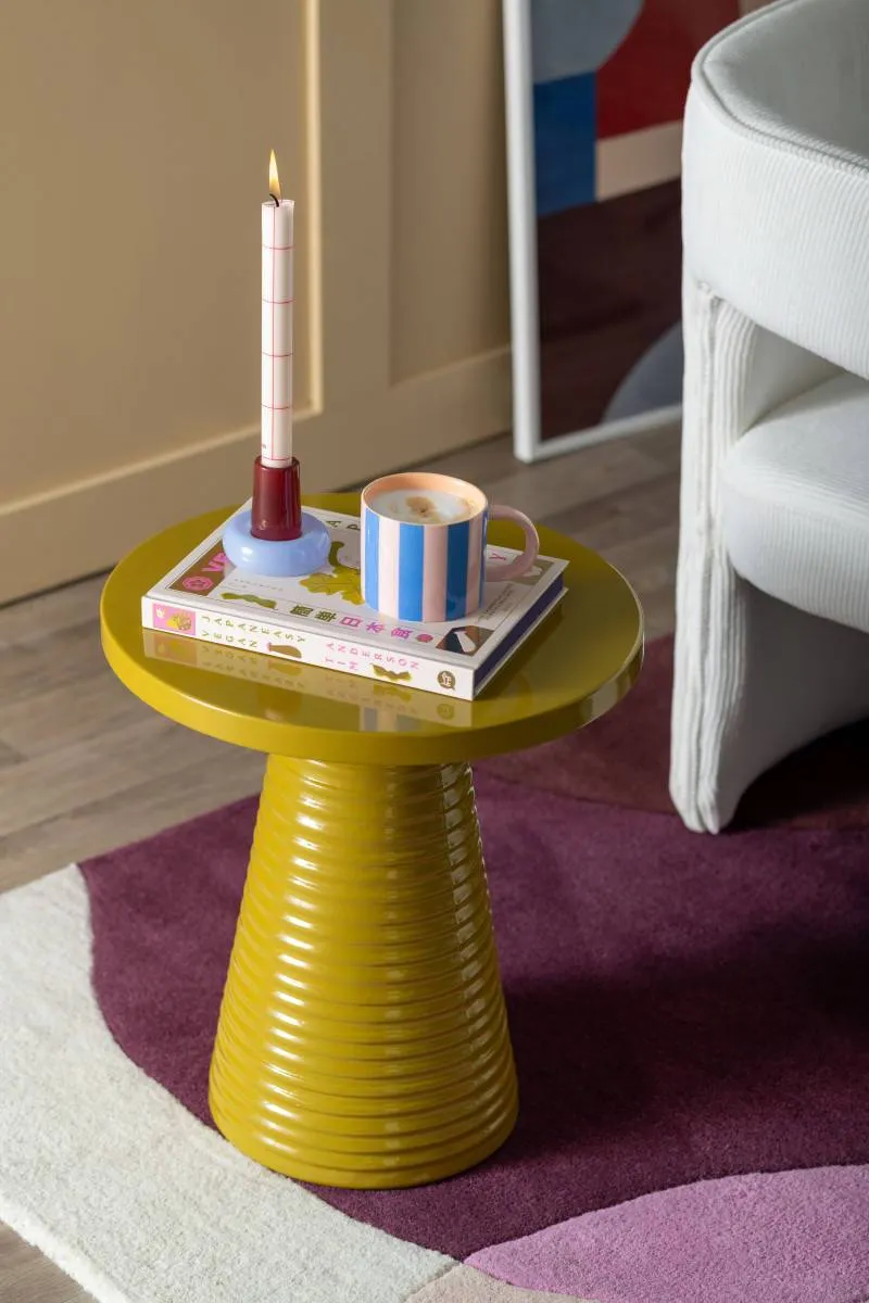 Leitmotiv Catania Ribbed bijzettafel alpinegroen olijfgroen, foto 2