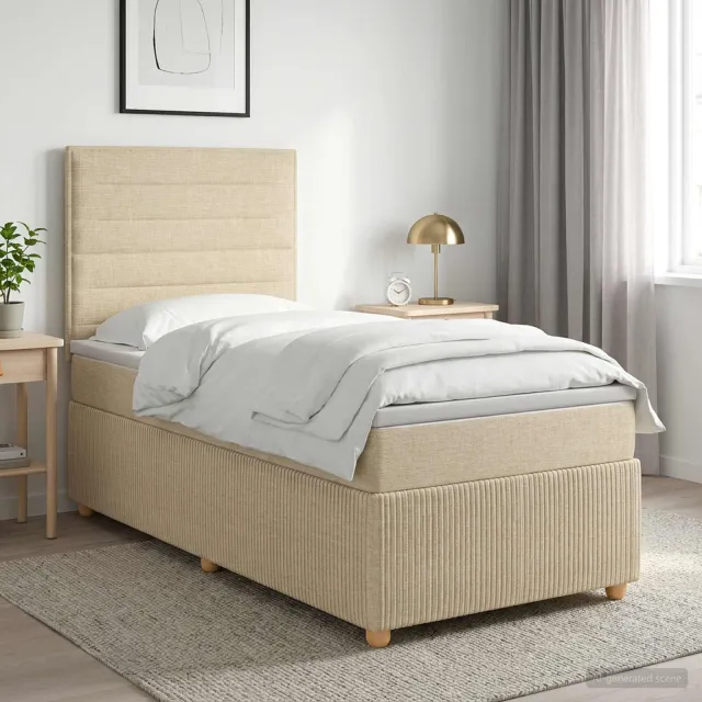 vidaXL Boxspringbed met matras Crèmekleurig 90 x 190 cm Stof