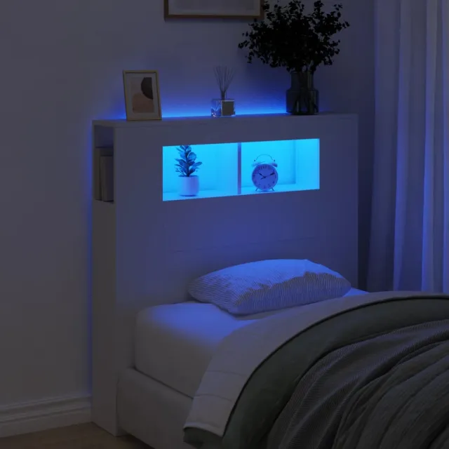 vidaXL Hoofdeinde met LED 100x18,5x103,5 cm bewerkt hout Wit
