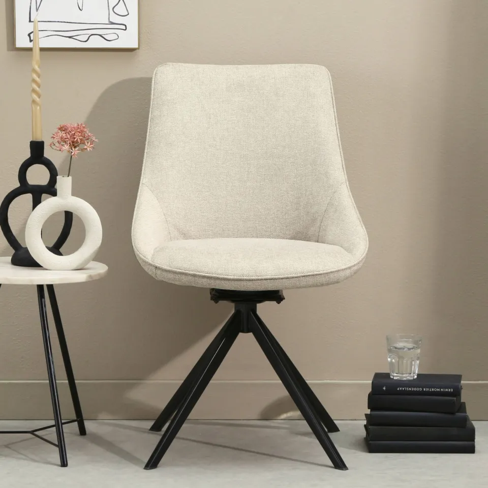 NOUS Living Loren eetkamerstoel beige, foto 5