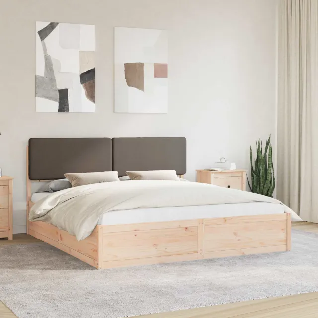 vidaXL Bedframe met Gevoerd Hoofdgedeelte Taupe 180 x 200 cm