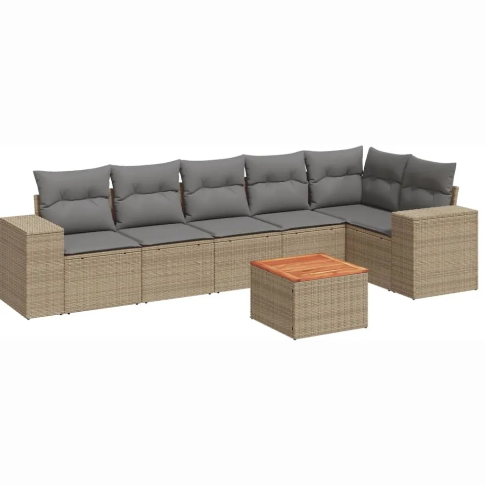 vidaXL Patio Sofa Set 7-zits Beige and Grey, foto 3