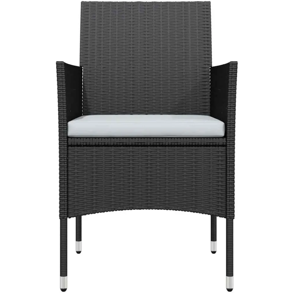 vidaXL 7-delige Tuinset met kussens zwart